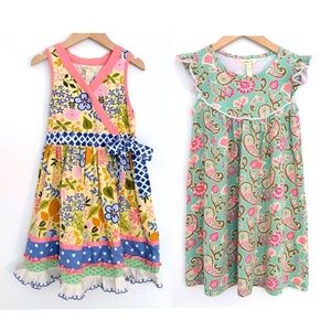 MATILDA JANE bundle of two girls dresses size 8 floral polka dot cotton school